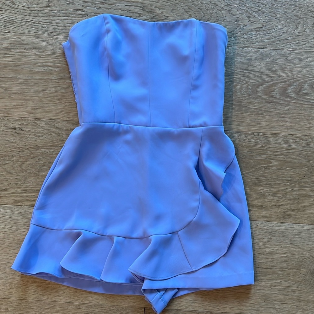 Strapless Lavender Ruffle Mini Dress - Picture 2 of 4